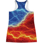Blue And Red Lightning Print Women's Racerback Tank Top