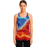 Blue And Red Lightning Print Women's Racerback Tank Top