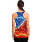 Blue And Red Lightning Print Women's Racerback Tank Top
