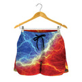Blue And Red Lightning Print Women's Shorts