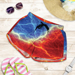 Blue And Red Lightning Print Women's Shorts