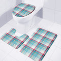 Blue And Red Madras Pattern Print 3 Piece Bath Mat Set