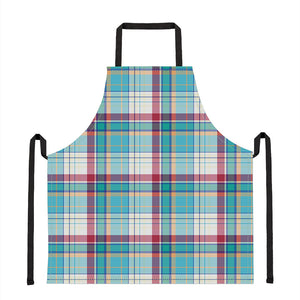 Blue And Red Madras Pattern Print Apron