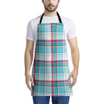 Blue And Red Madras Pattern Print Apron