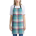 Blue And Red Madras Pattern Print Apron