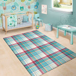 Blue And Red Madras Pattern Print Area Rug