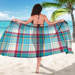 Blue And Red Madras Pattern Print Beach Sarong Wrap