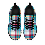 Blue And Red Madras Pattern Print Black Sneakers