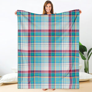 Blue And Red Madras Pattern Print Blanket