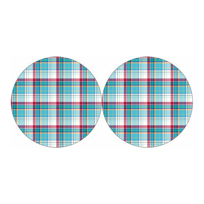 Blue And Red Madras Pattern Print Car Coasters