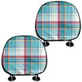 Blue And Red Madras Pattern Print Car Headrest Covers