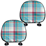 Blue And Red Madras Pattern Print Car Headrest Covers