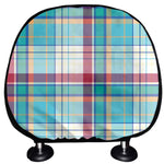 Blue And Red Madras Pattern Print Car Headrest Covers