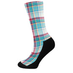 Blue And Red Madras Pattern Print Crew Socks