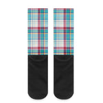 Blue And Red Madras Pattern Print Crew Socks