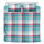 Blue And Red Madras Pattern Print Duvet Cover Bedding Set