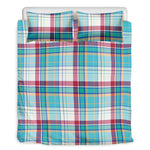 Blue And Red Madras Pattern Print Duvet Cover Bedding Set