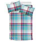 Blue And Red Madras Pattern Print Duvet Cover Bedding Set