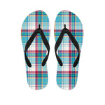 Blue And Red Madras Pattern Print Flip Flops