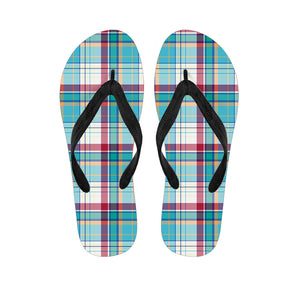 Blue And Red Madras Pattern Print Flip Flops