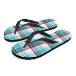 Blue And Red Madras Pattern Print Flip Flops