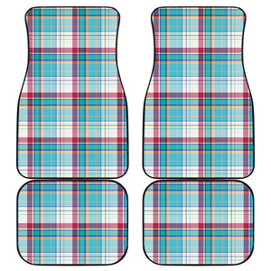 Blue And Red Madras Pattern Print Front and Back Car Floor Mats