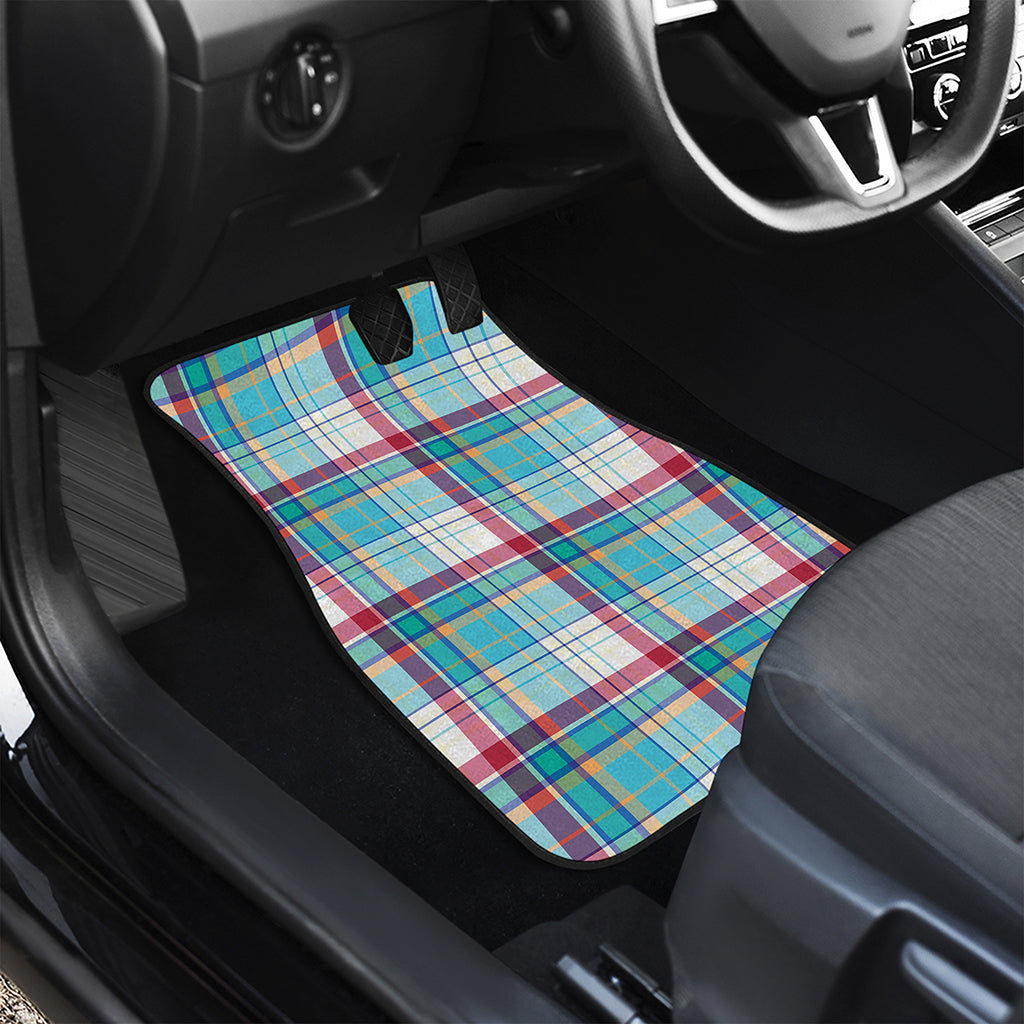 Blue And Red Madras Pattern Print Front and Back Car Floor Mats