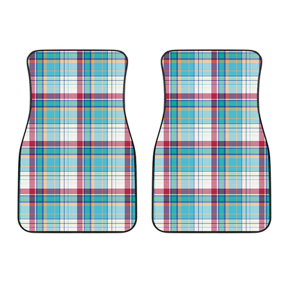 Blue And Red Madras Pattern Print Front Car Floor Mats
