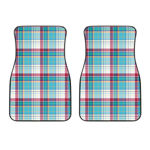 Blue And Red Madras Pattern Print Front Car Floor Mats