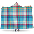 Blue And Red Madras Pattern Print Hooded Blanket