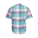 Blue And Red Madras Pattern Print Men's Baseball Jersey