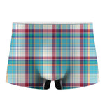 Blue And Red Madras Pattern Print Men's Boxer Briefs