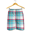 Blue And Red Madras Pattern Print Men's Shorts