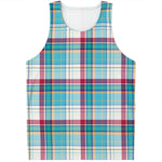 Blue And Red Madras Pattern Print Men's Tank Top