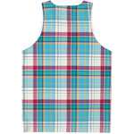 Blue And Red Madras Pattern Print Men's Tank Top