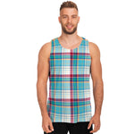 Blue And Red Madras Pattern Print Men's Tank Top