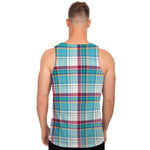 Blue And Red Madras Pattern Print Men's Tank Top