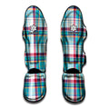 Blue And Red Madras Pattern Print Muay Thai Shin Guards