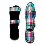 Blue And Red Madras Pattern Print Muay Thai Shin Guard