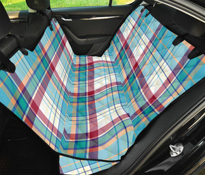 Blue And Red Madras Pattern Print Pet Car Back Seat Cover