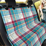 Blue And Red Madras Pattern Print Pet Car Back Seat Cover