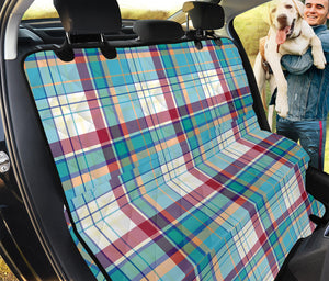 Blue And Red Madras Pattern Print Pet Car Back Seat Cover