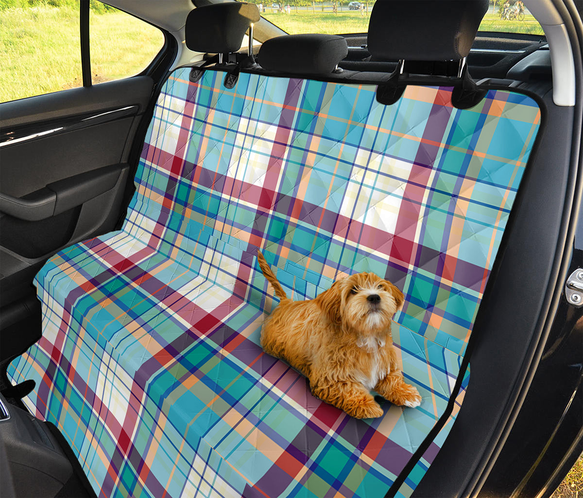 Blue And Red Madras Pattern Print Pet Car Back Seat Cover