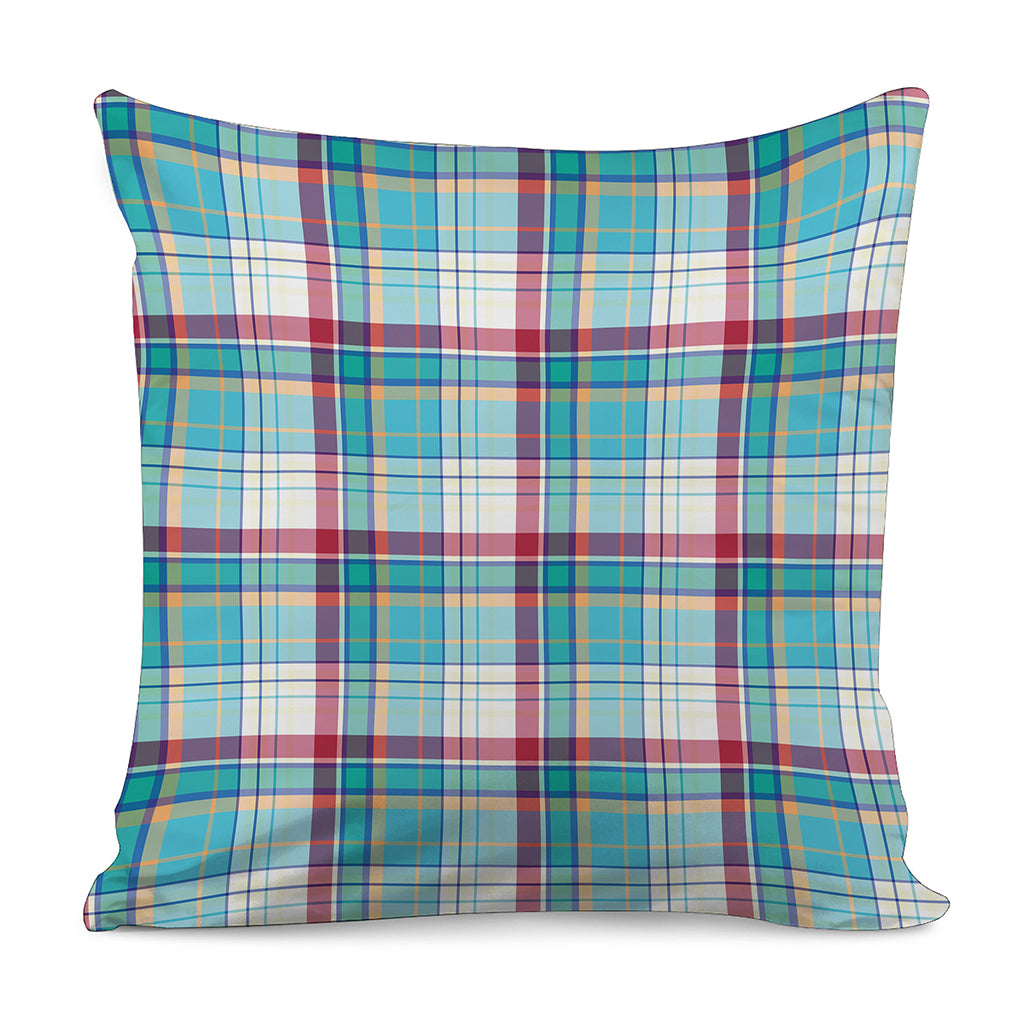 Blue And Red Madras Pattern Print Pillow Cover