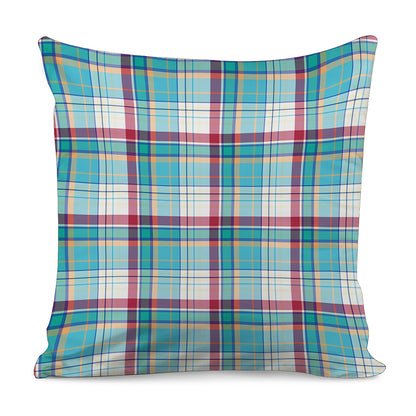 Blue And Red Madras Pattern Print Pillow Cover