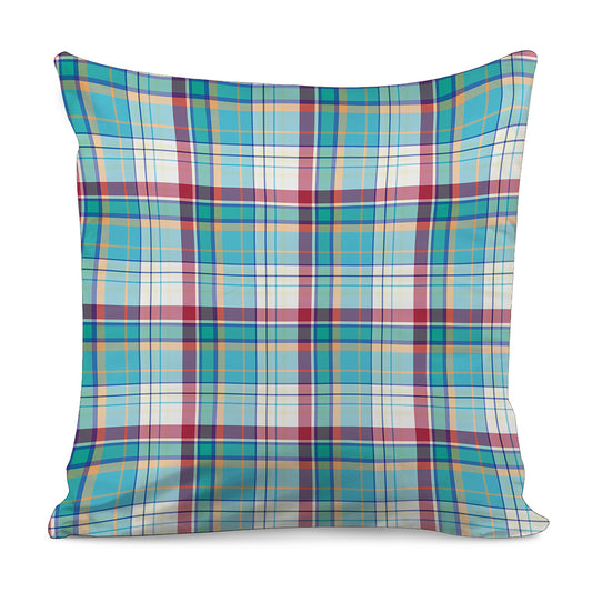 Blue And Red Madras Pattern Print Pillow Cover
