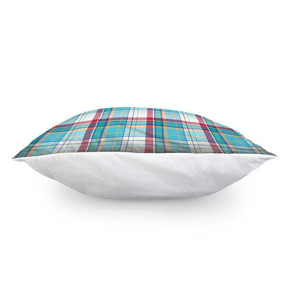 Blue And Red Madras Pattern Print Pillow Cover