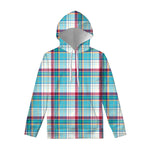 Blue And Red Madras Pattern Print Pullover Hoodie