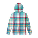 Blue And Red Madras Pattern Print Pullover Hoodie