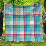 Blue And Red Madras Pattern Print Quilt